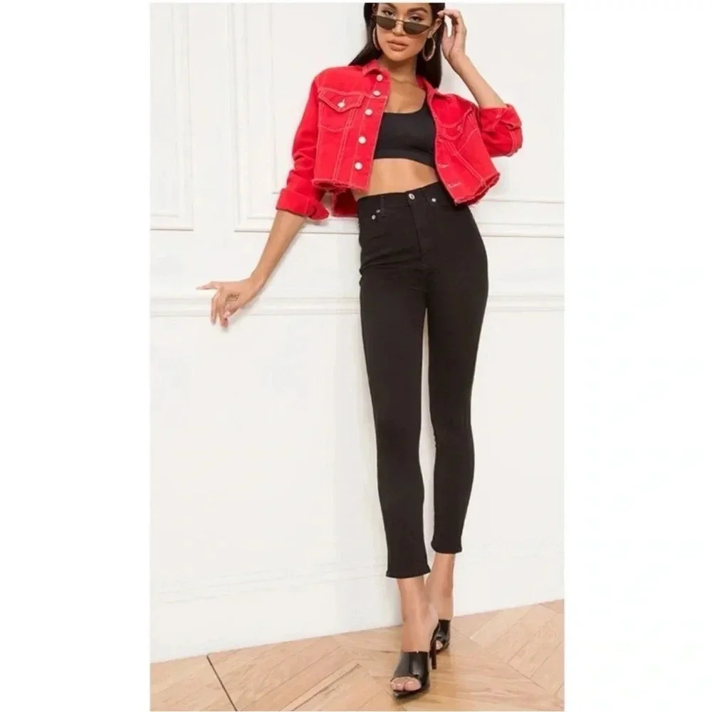AGOLDE Roxanne Super High-Rise Skinny Jeans in Jet Size 26